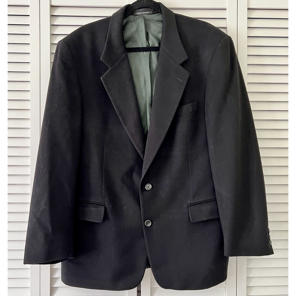 Ferrini Blazer Jacket Mens Solid Black 100% Cashmere Sport Coat